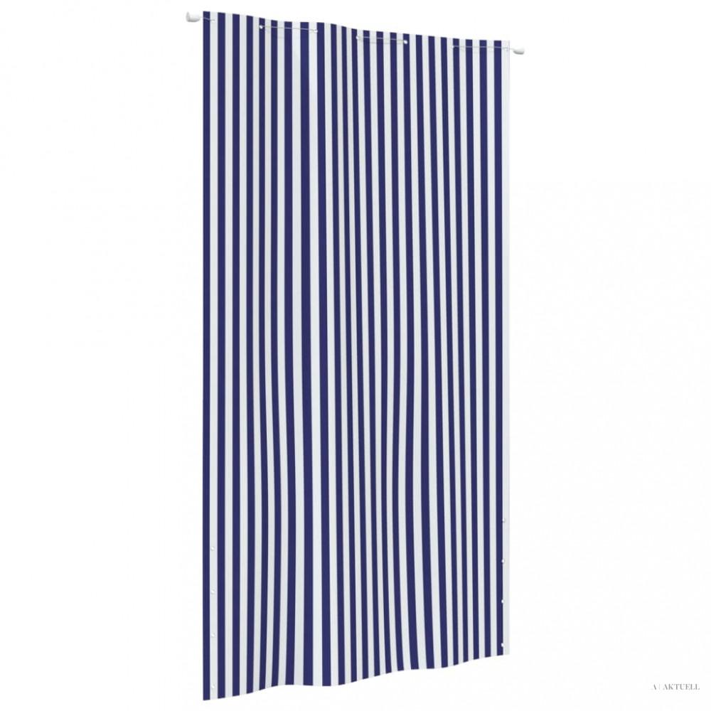 Kék és fehér oxford-szövet erkélyparaván 140 x 240 cm
