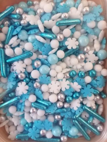 Kék-fehér hópehely cukorgyöngy mix 200 g