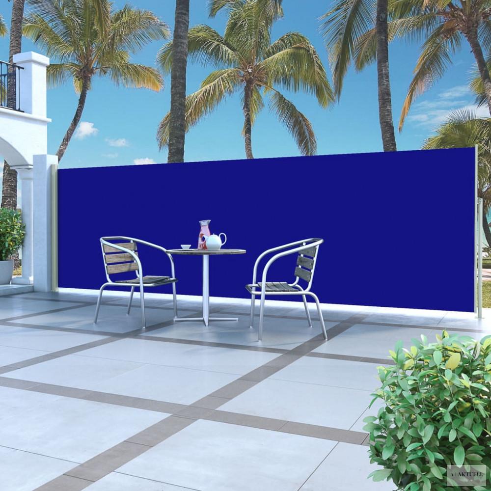 Kék kihúzható terasznapellenző 160 x 500 cm