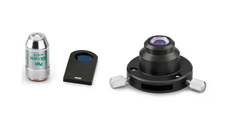 KERN OBB-A1213 fázis kontraszt készlet: PH kondenzor, 100x PH betét, ∞ Plan 100×/1,25 (oil) 0,17 mm objektív OBL mikroszkópokhoz