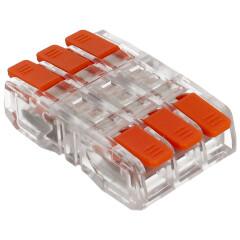 Kétoldalas (csatos) vezeték összekötő, 6 x 0.2-2.5mm² vezeték nyílásos, átlátszó