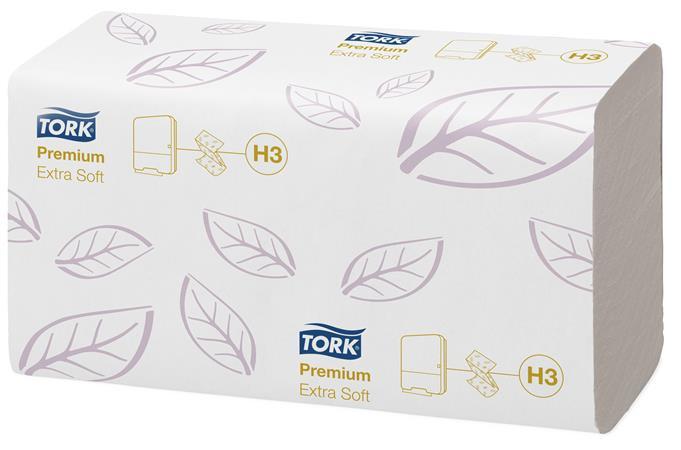 Kéztörlő, Z hajtás, 2 rétegű, 200 lap, H3 rendszer, Premium, TORK "Extra Soft Singlefold", fehér
