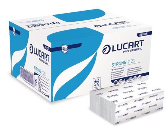 Kéztörlő, Z hajtogatott, 2 rétegű, 200 lap, Slim adagolóhoz, LUCART "Strong", fehér