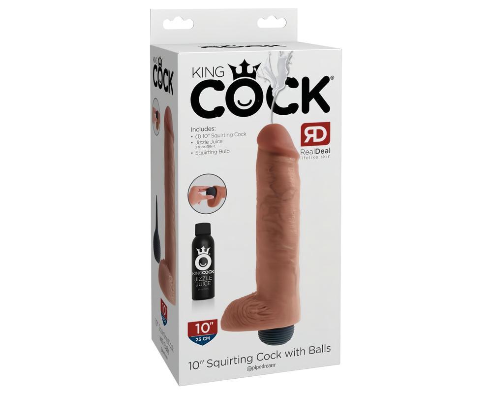 King Cock 10 - élethű spriccelő dildó (25cm) - natúr