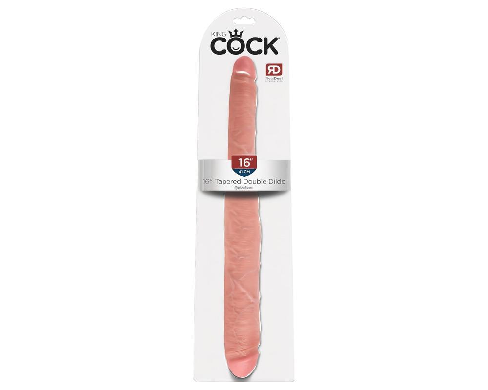 King Cock 16 Tapered - élethű dupla dildó (41cm) - natúr