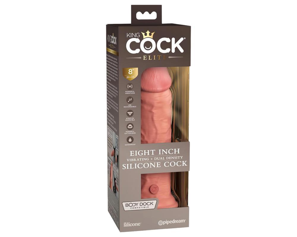 King Cock Elite 8 - tapadókorongos vibrátor (20cm) - natúr