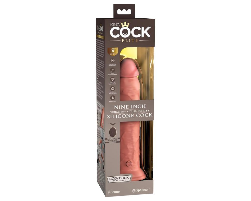 King Cock Elite 9 - tapadókorongos vibrátor 23cm - natúr