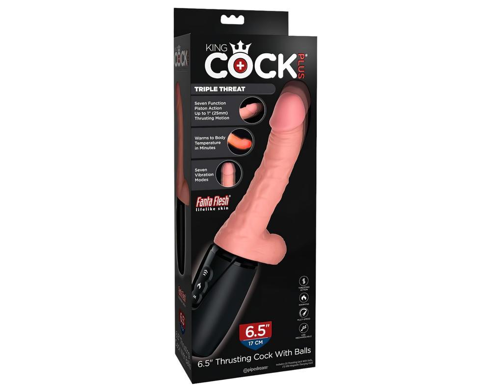King Cock Plus 6,5 - herés lökő vibrátor - natúr