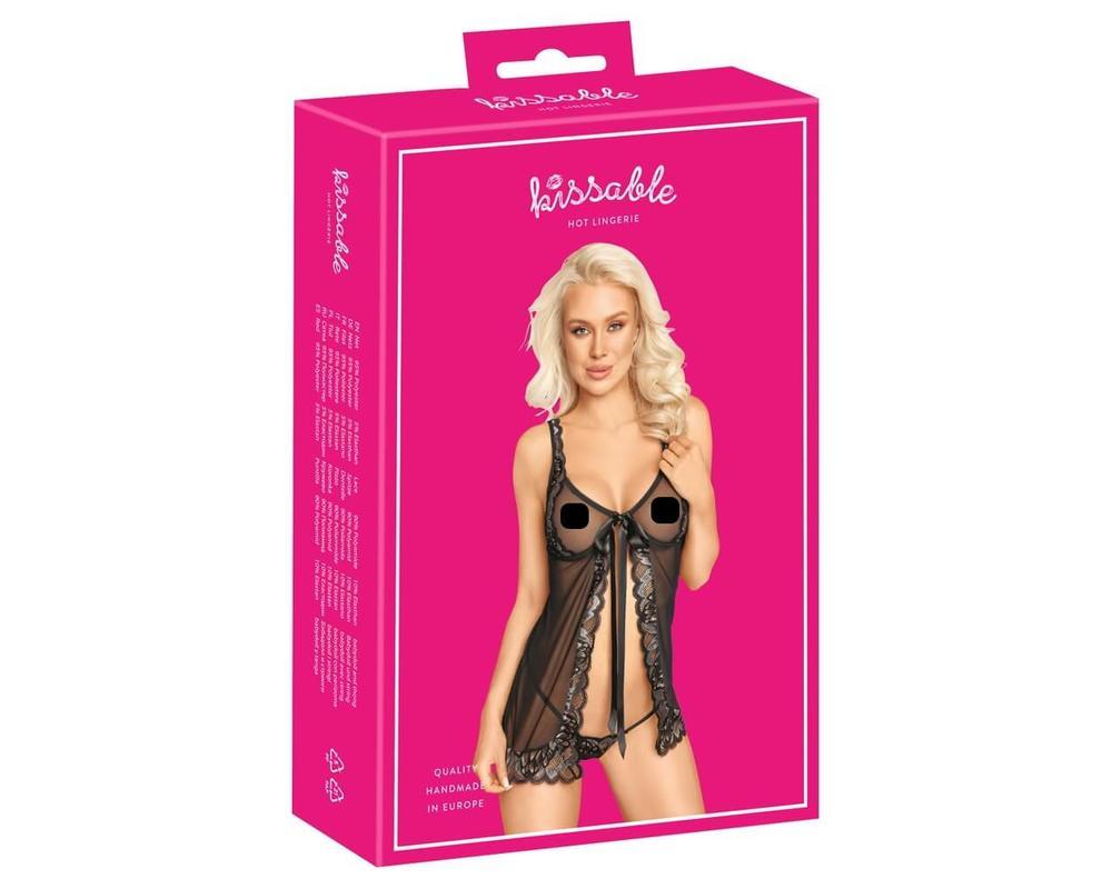 Kissable - nyitott babydoll (fekete)