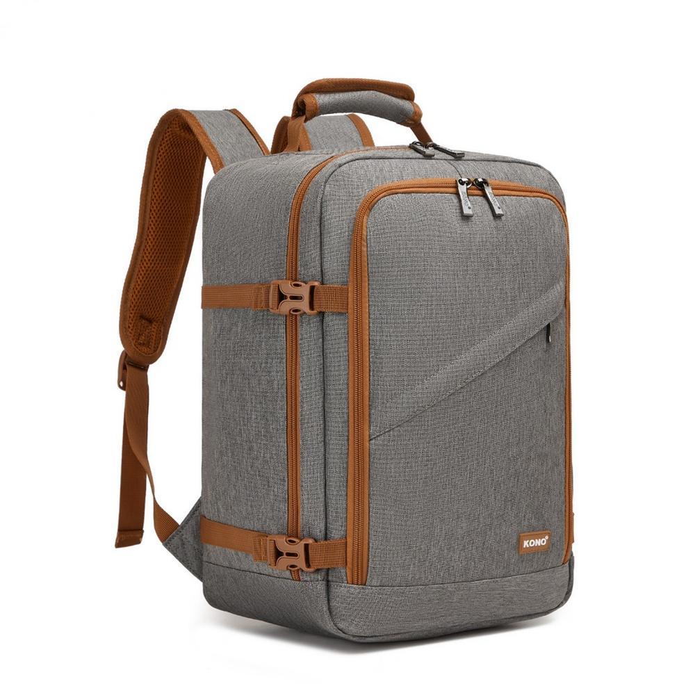Kono kézipoggyász hátizsák repülőre – 15,6″ laptophoz – szürke-barna (BPK2531)