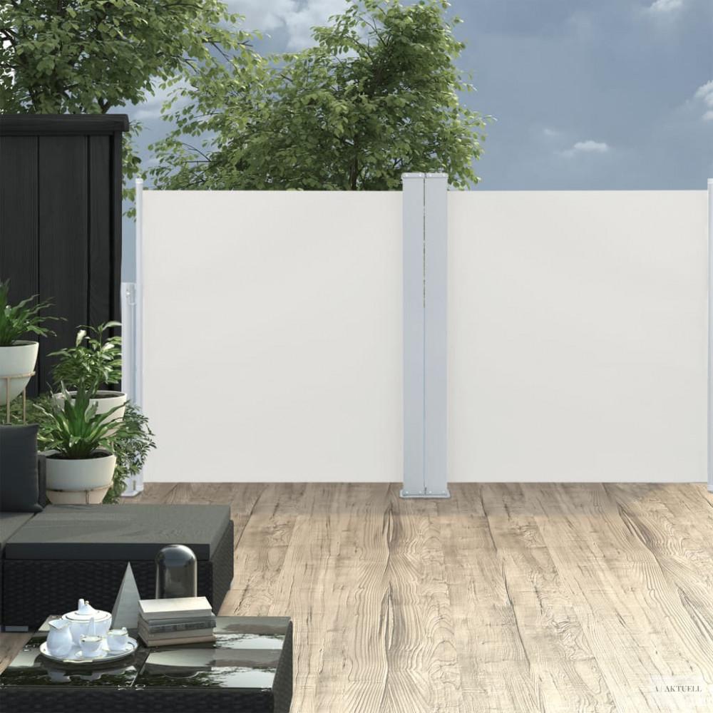 Krémszínű behúzható oldalsó napellenző 117 x 600 cm