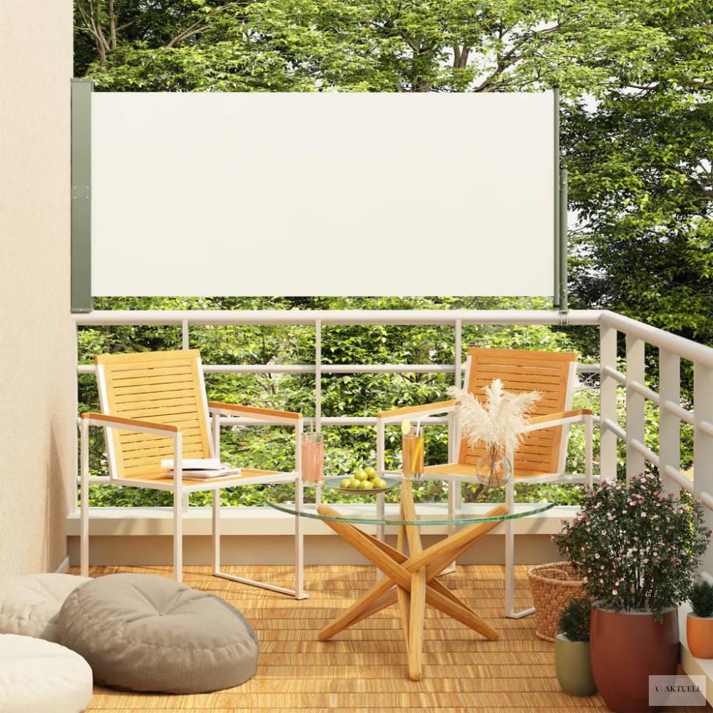 Krémszínű behúzható oldalsó terasznapellenző 160 x 300 cm