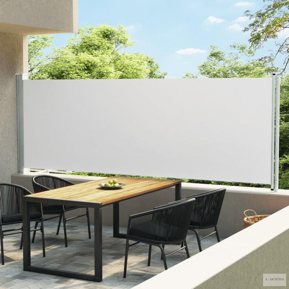 Krémszínű kihúzható oldalsó terasz-napellenző 600 x 160 cm