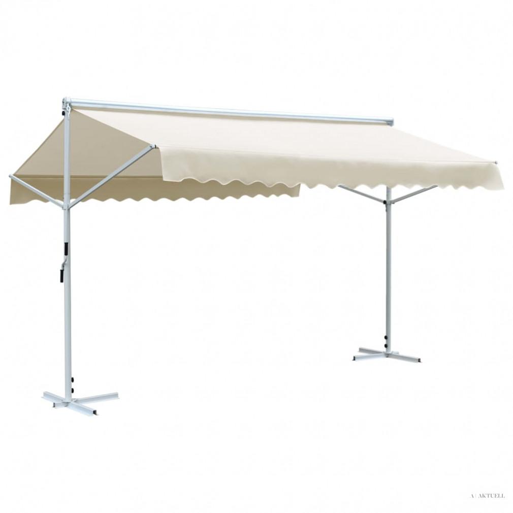 Krémszínű szabadon álló napellenző 4 x 3 m