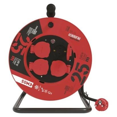 Kültéri kábeldob 25 m / 4 aljzat / fekete / gumi / 230 V / 2,5 mm2 P19625 8592920016152