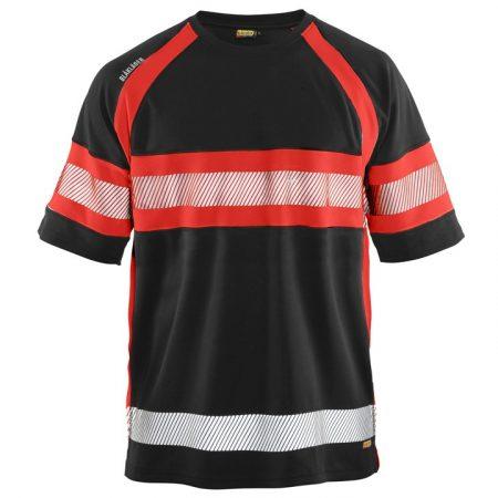 Láthatósági póló UV védelemmel 3337-1051 - XL - fekete/high-vis piros