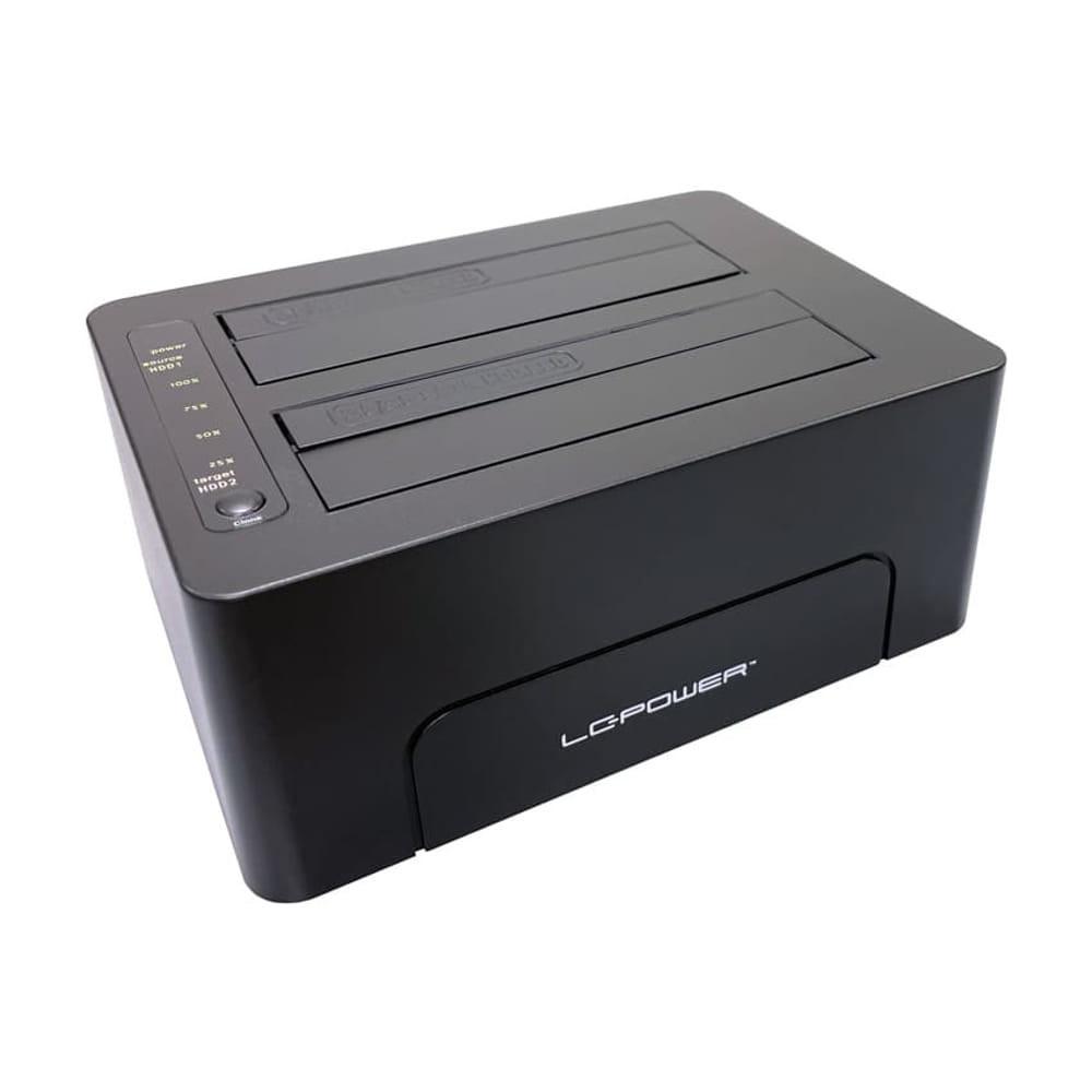 LC-Power LC-DOCK-C-V2 dokkolóállomás, 2x SATA HDD/SSD, USB-C, 5Gb/s, klónozás, fekete