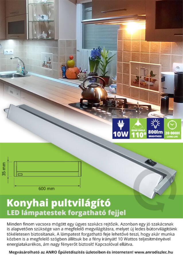 Led forgatható pultvilágító 60cm  10W  3000K