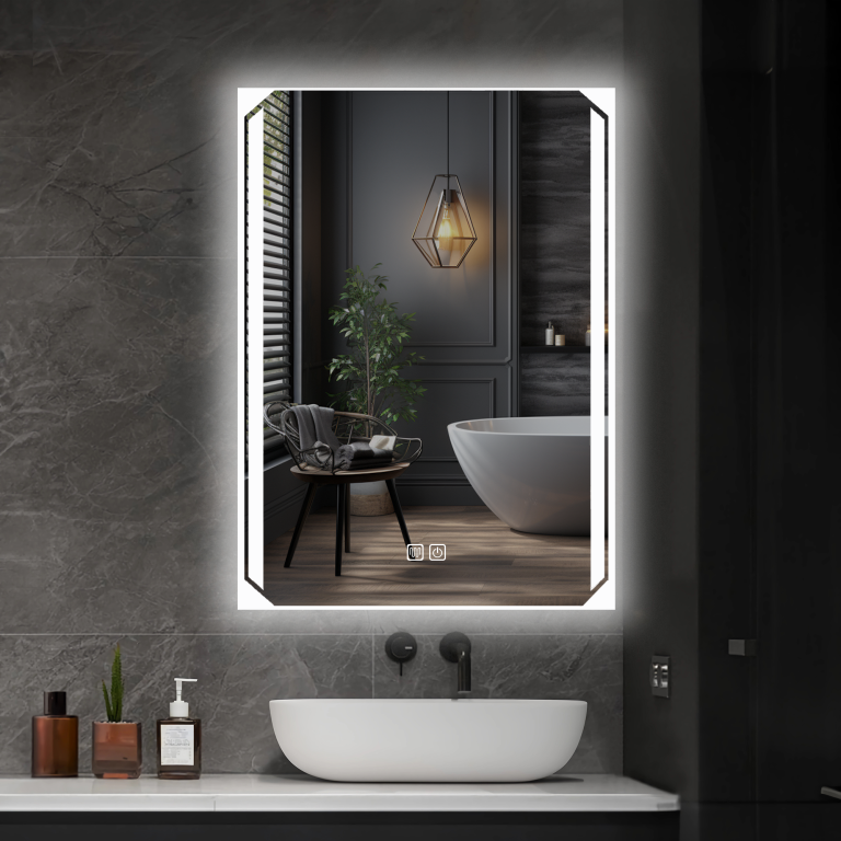 LED fürdőszobai tükör 80x60 cm, világítással és páramentesít