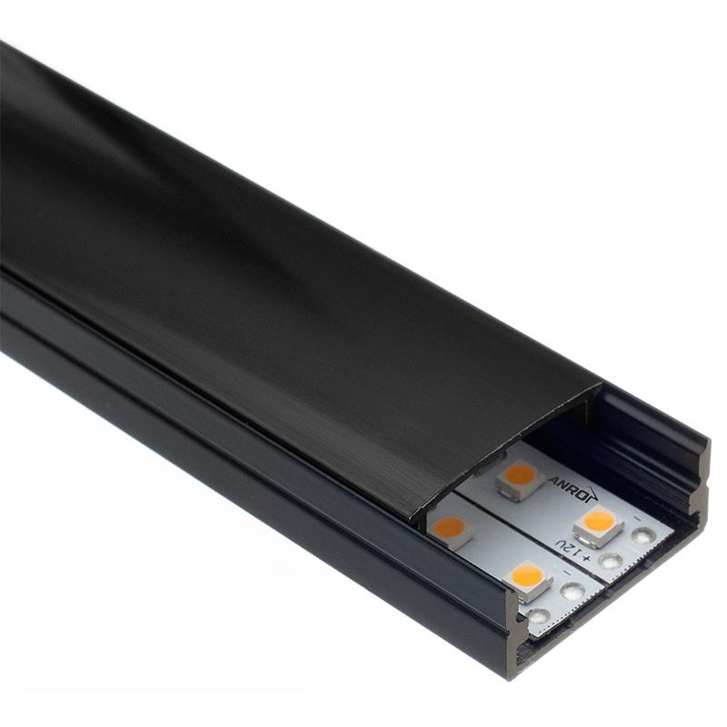 Led Profiles ALP-004 Fekete - Alumínium U profil LED szalaghoz (Fekete búrával)