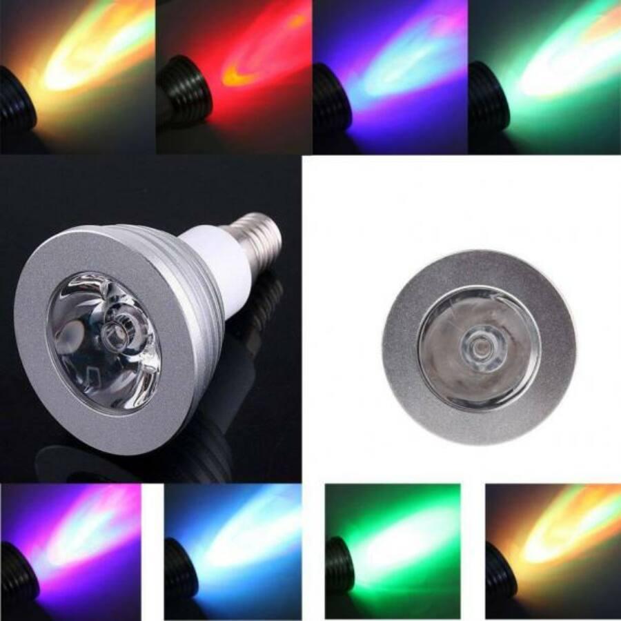 LED SPOT IZZÓ, ÉGŐ E14 FOGLALAT, RGB SZÍNVÁLTÓS, TÁVIRÁNYÍTÓS 230V 5W