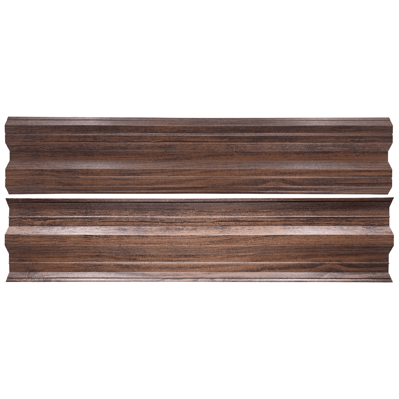 Lemez fém kerítésléc MAHAGÓNI DOUBLE |  Famintás 0.5mm (Kialakítás: Egyenes végű, Hosszúság: 70cm)