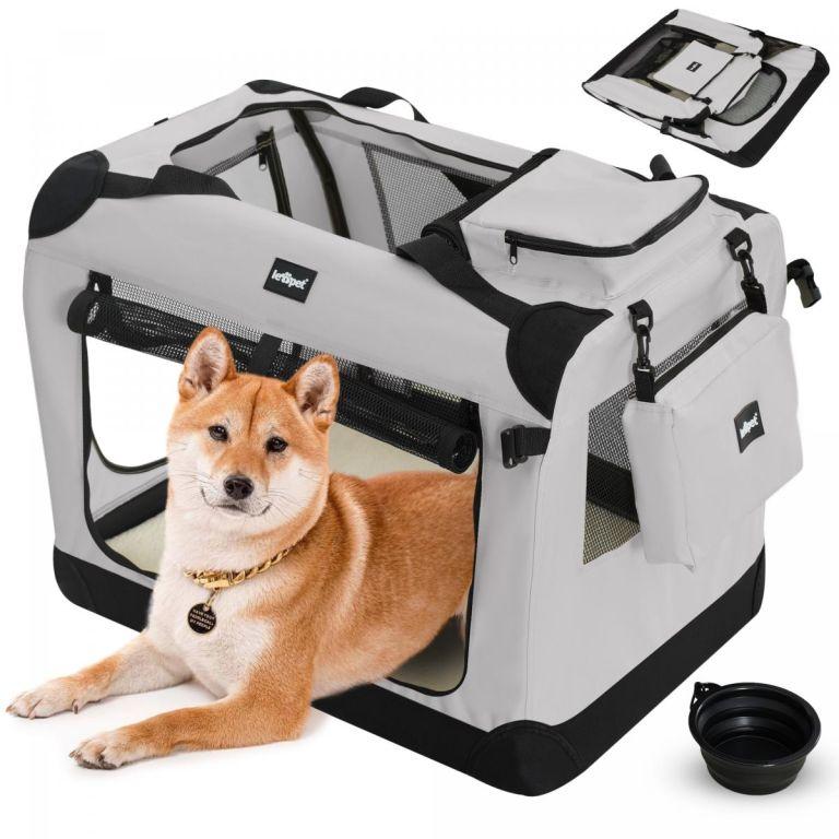 Leopet® Szállító doboz kutyáknak L 70 x 52 x 52 cm szürke