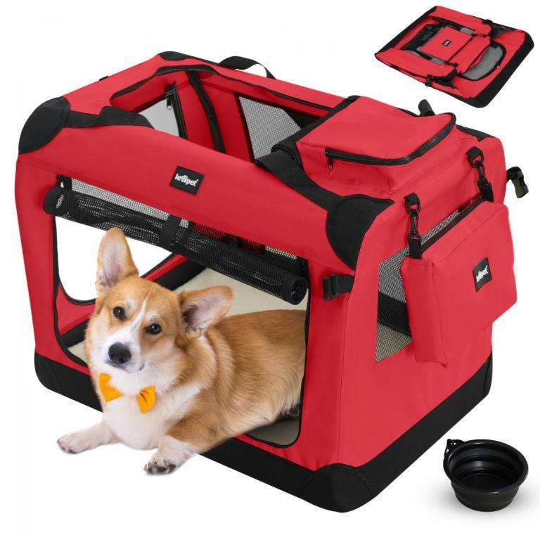 Leopet® Szállító doboz kutyáknak M 60 x 42 x 42 cm piros