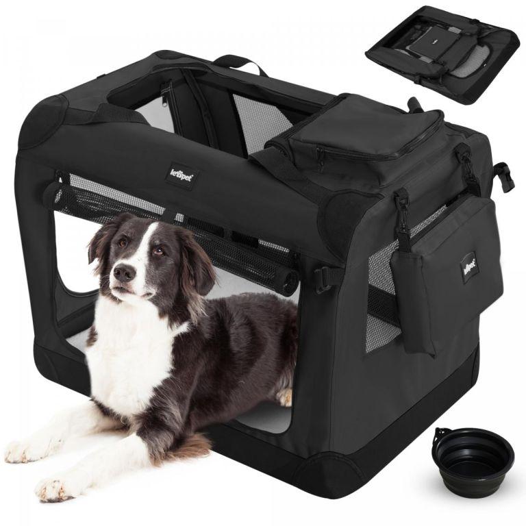 Leopet® Szállító doboz kutyáknak XL 81,3 x 58 x 58 cm fekete