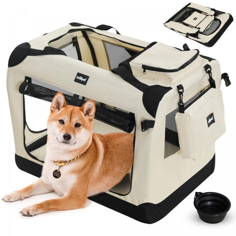 Leopet Szállítódoboz kutyáknak L 70 x 52 x 52 cm bézs
