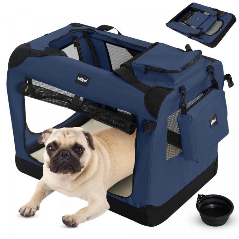 Leopet®  Szállítódoboz kutyáknak S 49,5 x 34,5 x 35 cm kék