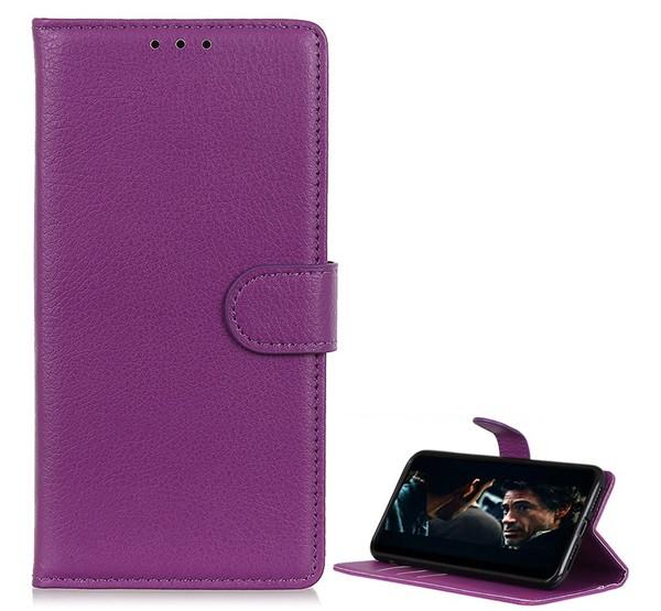 LG K42 Flip tok álló, bőr hatású LILA