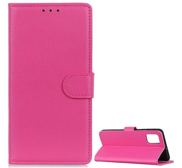 LG K62 / K52 Flip tok álló, bőr hatású RÓZSASZÍN