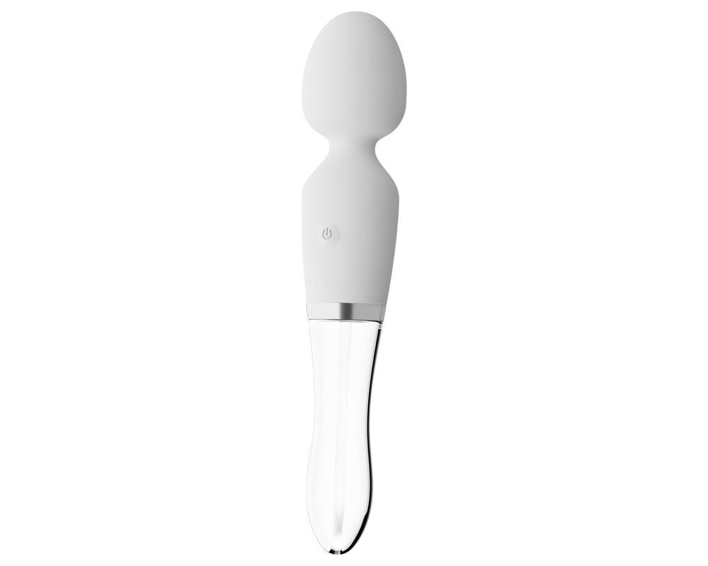 Liaison Wand - szilikon-üveg LED-es vibrátor (átlátszó)