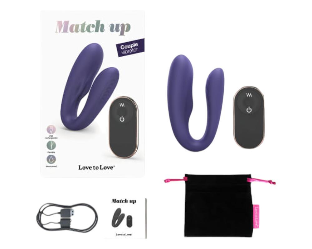 Love to Love Match up - akkus, rádiós párvibrátor (lila)