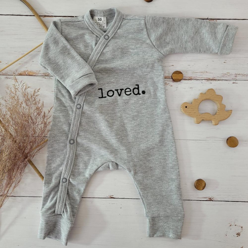 LOVED04_68 Hosszú ujjú, lábfej nélküli pamut rugdalózó