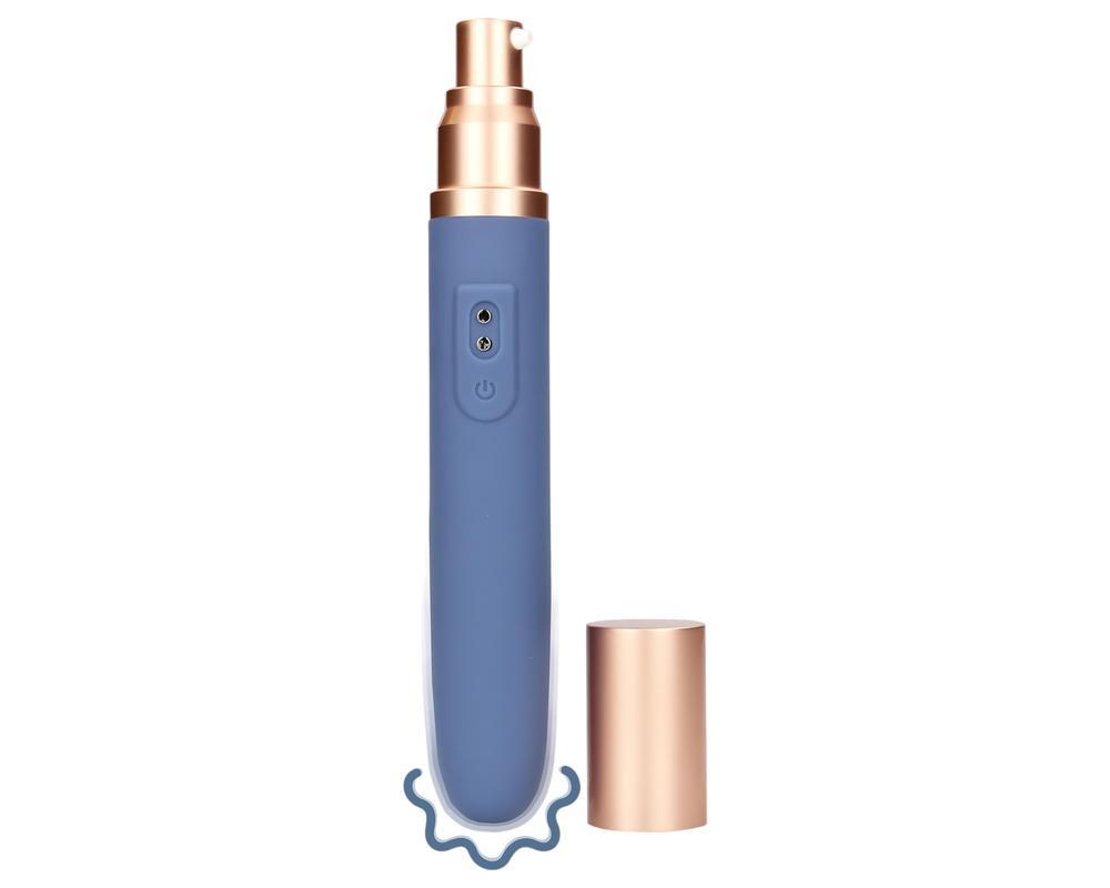 Loveline Travel - akkus vibrátor síkosító tartállyal (kék)