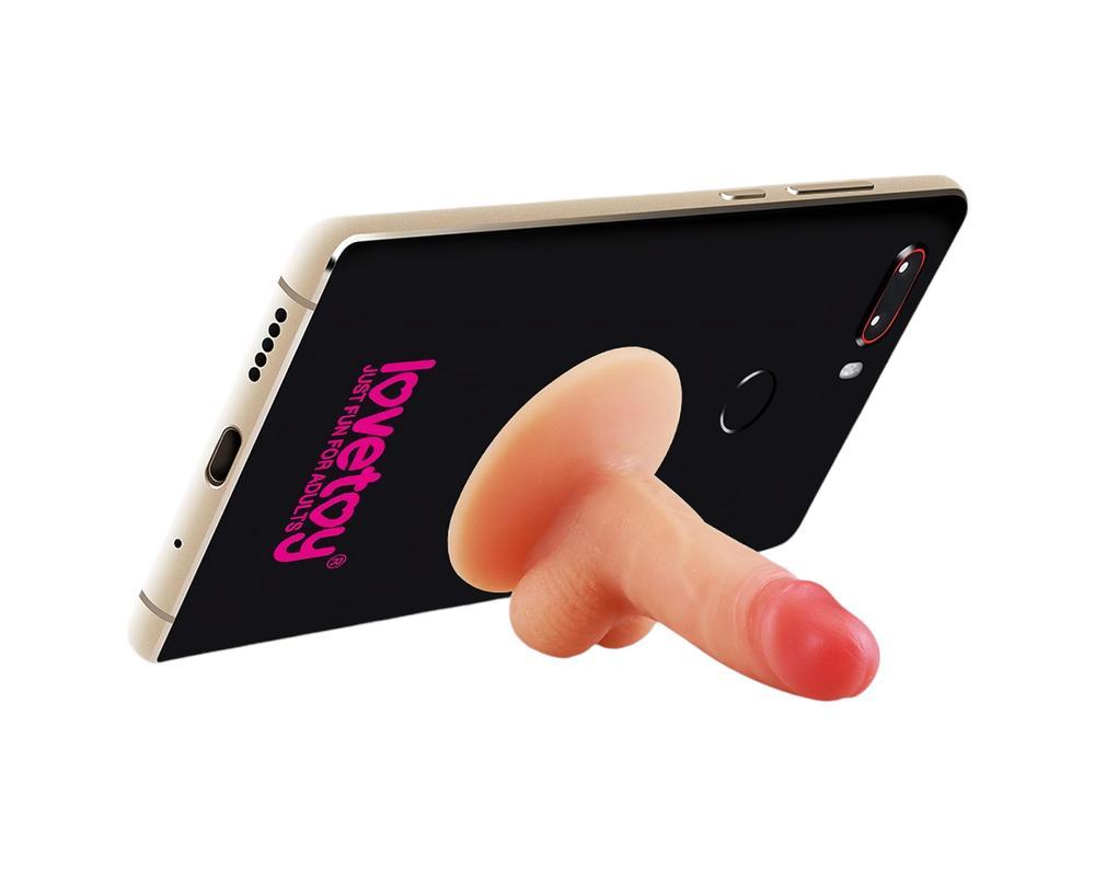 Lovetoy - tapadókorongos telefon tartó - minidildó (natúr)