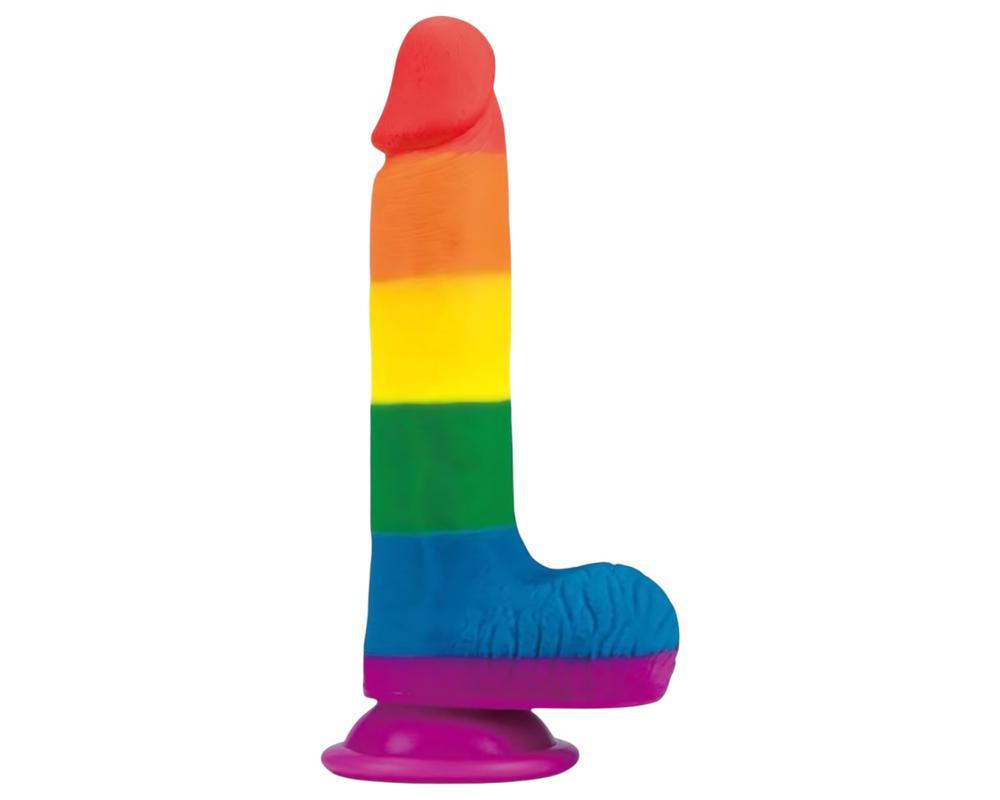 Lovetoy Prider - élethű herés dildó - 20cm (szivárvány)