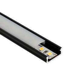 Lumines Type-D Fekete - Alumínium U profil LED szalagos világításhoz 16x6 mm (Félig átlátszó búrával)