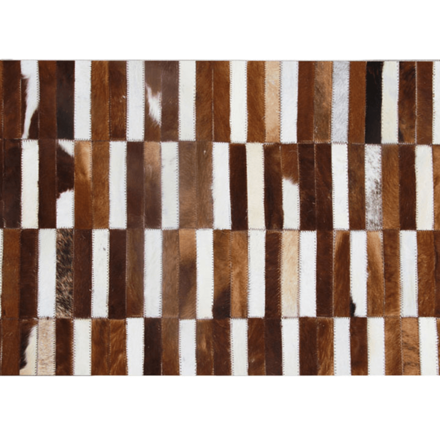 Luxus bőrszőnyeg, barna /fehér, patchwork, 120x180, bőr TIP 5