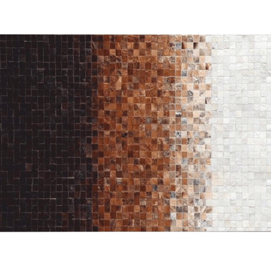Luxus bőrszőnyeg, fehér/barna /fekete, patchwork, 70x140, bőr TIP 7