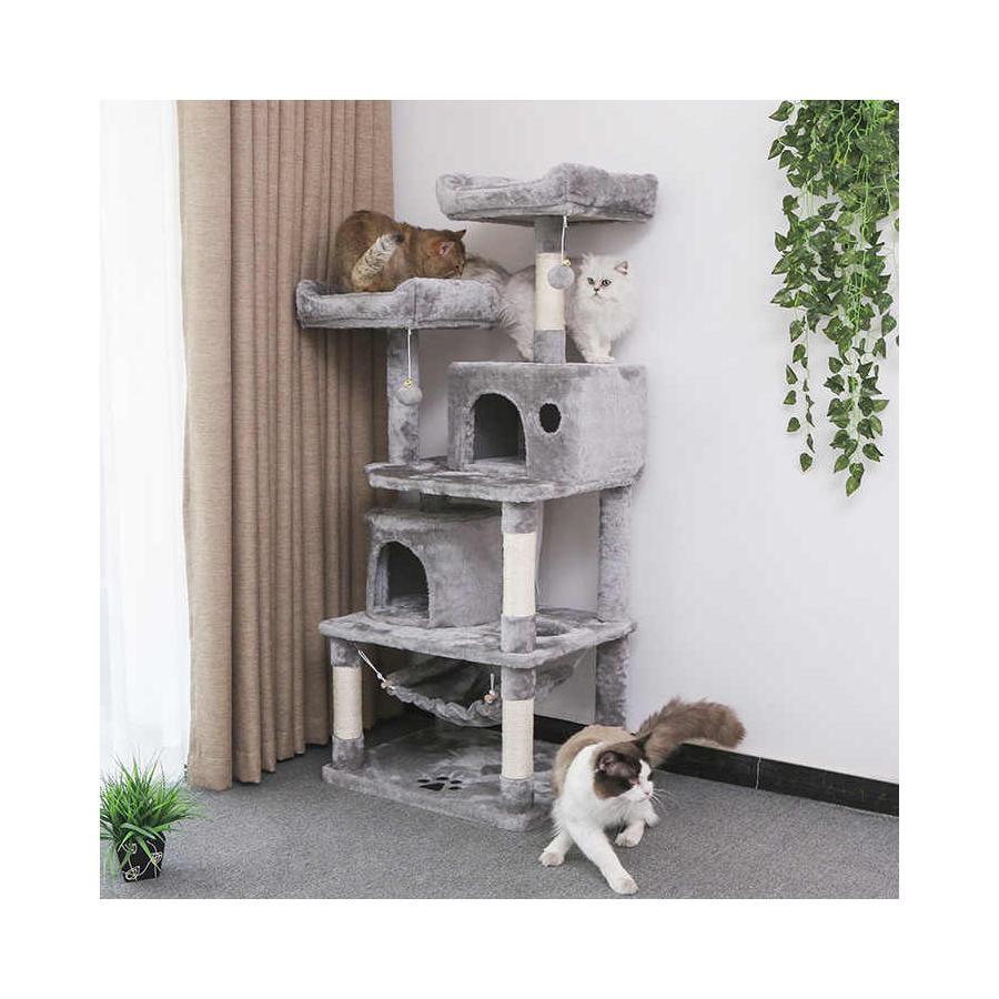Macskabútor több szintes - 145 cm - szürke