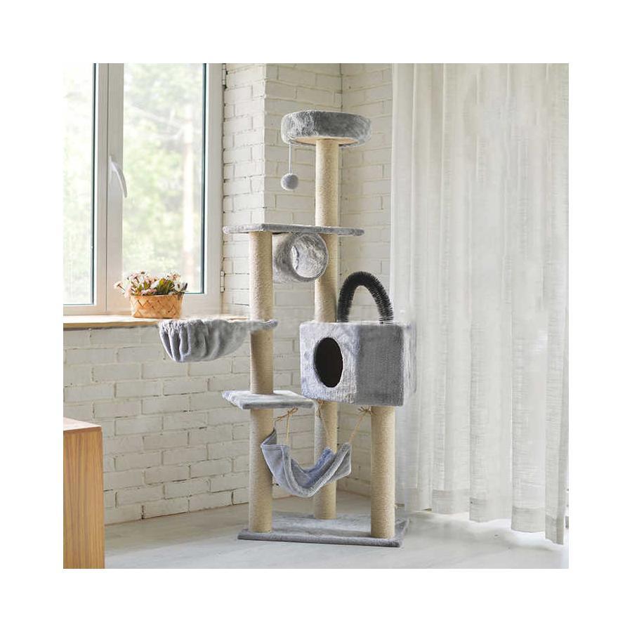 Macskabútor több szintes - 160 cm - szürke
