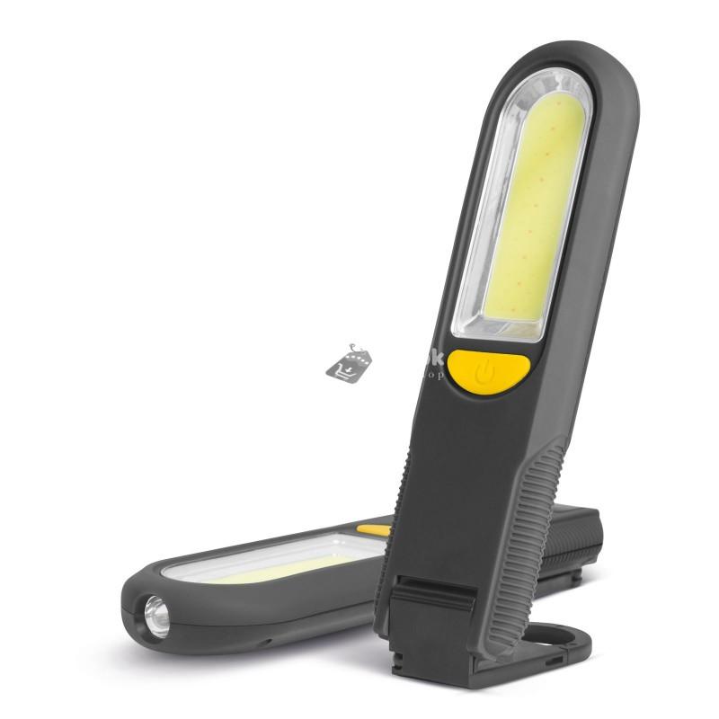 Mágneses szerelőlámpa COB + SMD LED-del, akasztóval, vészjelzővel