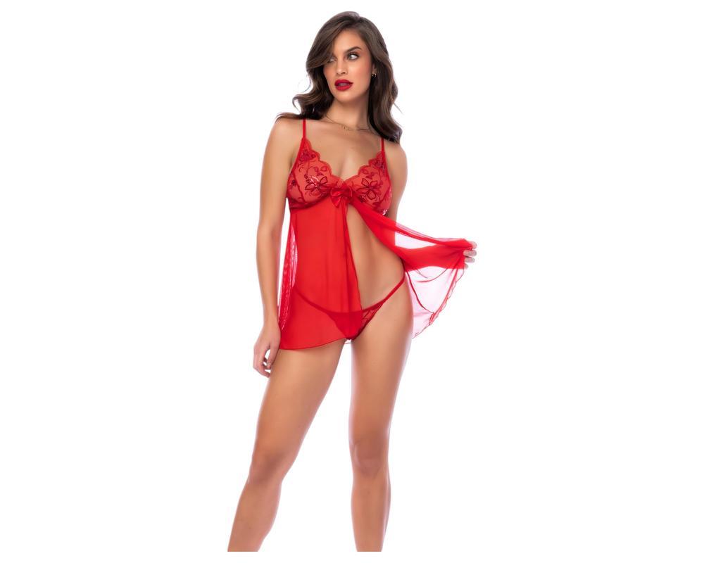 Mapalé - csipkés babydoll és tanga (piros)