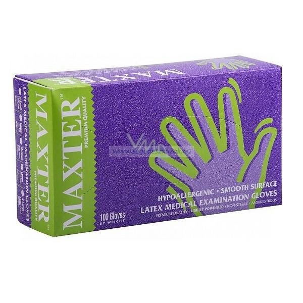 MAXTER Latex vizsgálókesztyű púderezett fehér 5,5g - XS 100db (Utolsó darabos akció!)