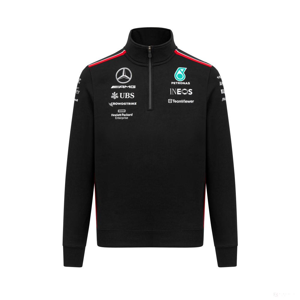 Mercedes pulóver, csapat, 1/4 cipzáros, fekete, 2023