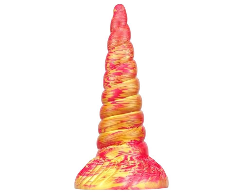 Metallic Anal - szilikon unikornis dildó - 17cm (pink-arany)
