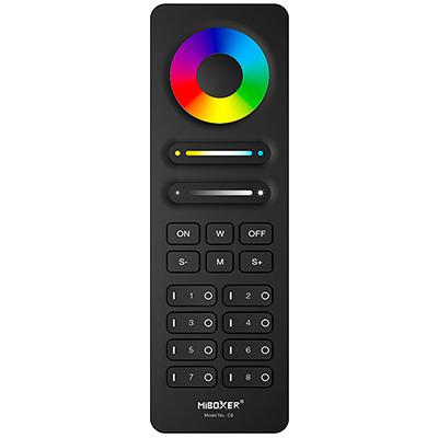 MiLight C8 Group Control csoport (8 zóna) távirányító FullColor (RGB+CCT) LED szalaghoz, fekete